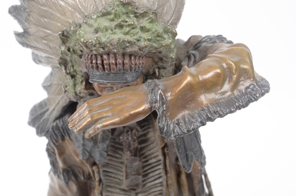 Bronze Tone Sculpture After Carl Kauba "Chief Whitecloud"