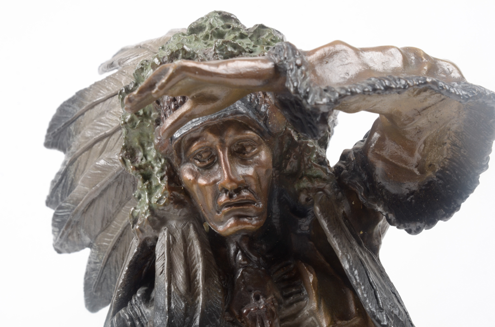 Bronze Tone Sculpture After Carl Kauba "Chief Whitecloud"