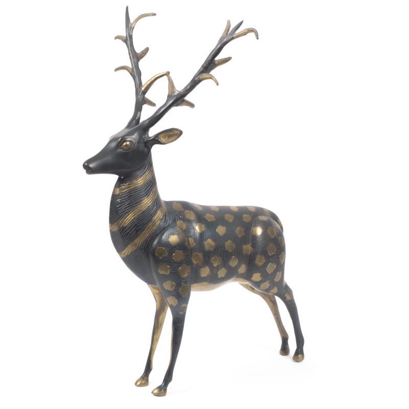 Gold Tone and Black Painted Ceramic Deer