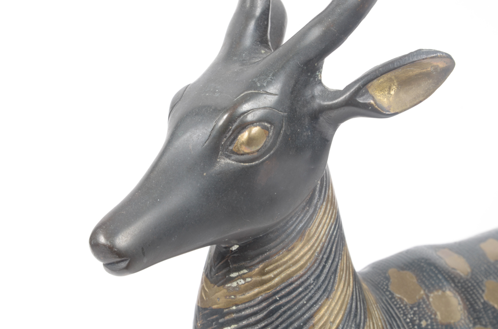 Gold Tone and Black Painted Ceramic Deer
