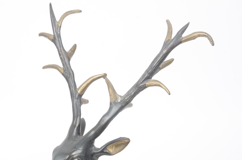 Gold Tone and Black Painted Ceramic Deer