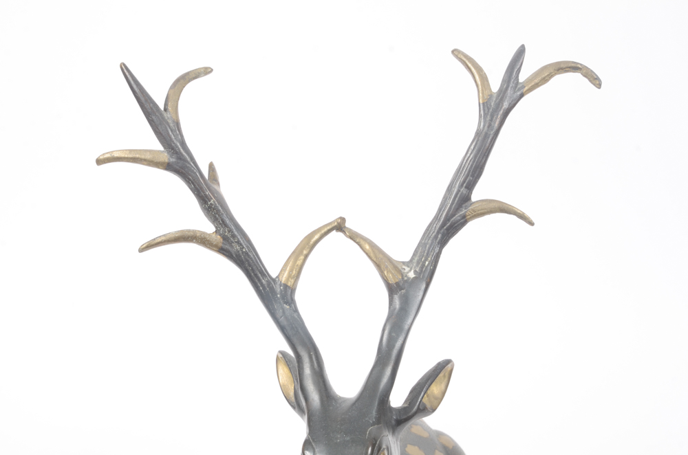 Gold Tone and Black Painted Ceramic Deer