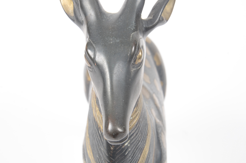 Gold Tone and Black Painted Ceramic Deer