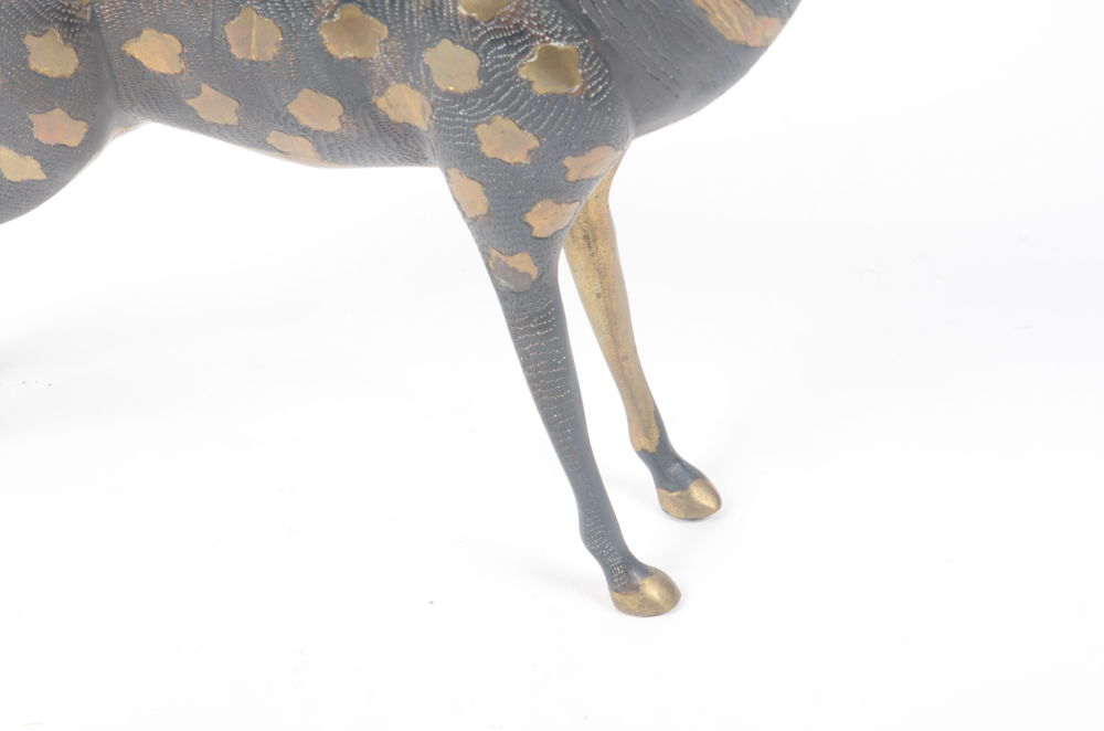 Gold Tone and Black Painted Ceramic Deer