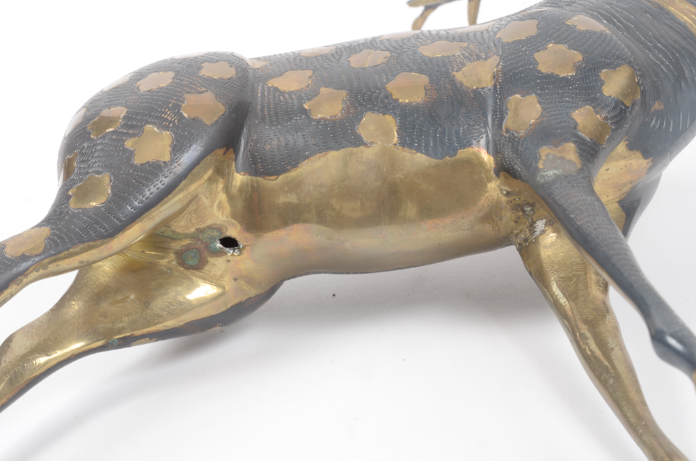 Gold Tone and Black Painted Ceramic Deer