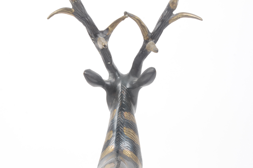 Gold Tone and Black Painted Ceramic Deer
