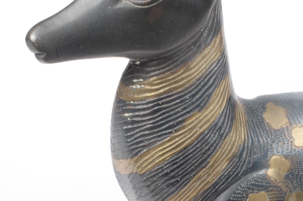 Gold Tone and Black Painted Ceramic Deer