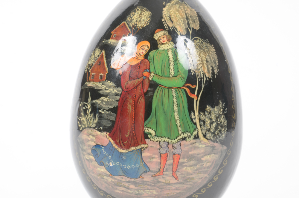 Group of Russian Decorated and Lacquered Eggs