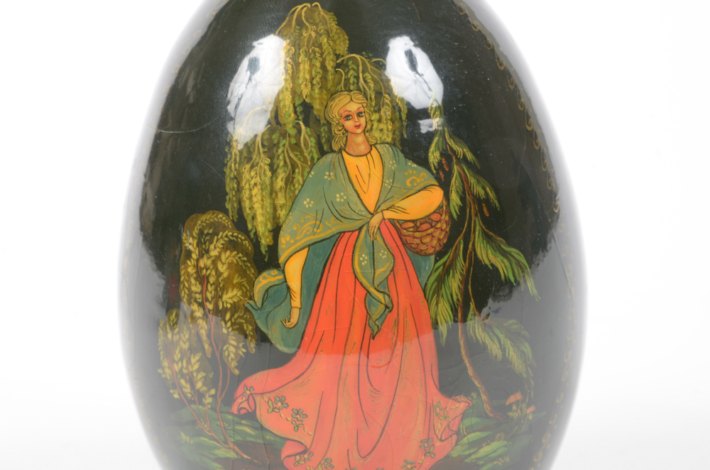 Group of Russian Decorated and Lacquered Eggs