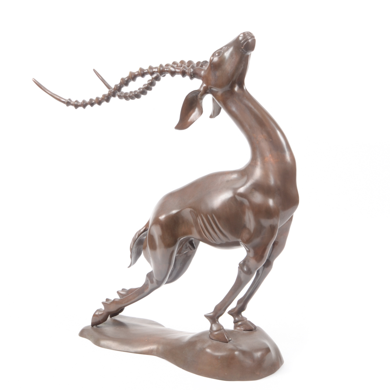 Bronze Tone Metal Gazelle Sculpture