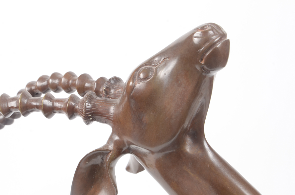 Bronze Tone Metal Gazelle Sculpture
