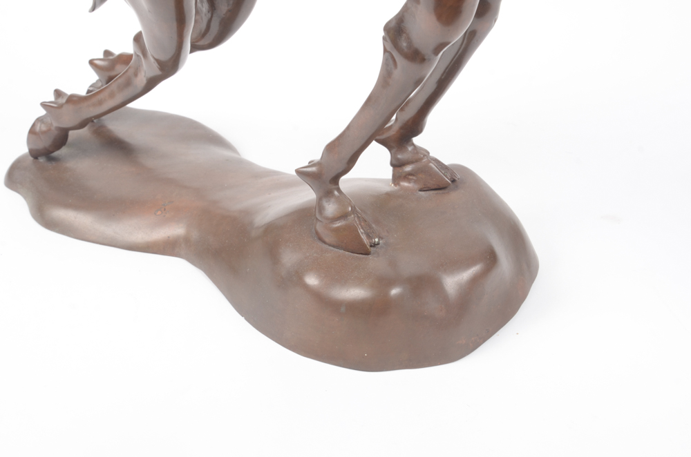 Bronze Tone Metal Gazelle Sculpture