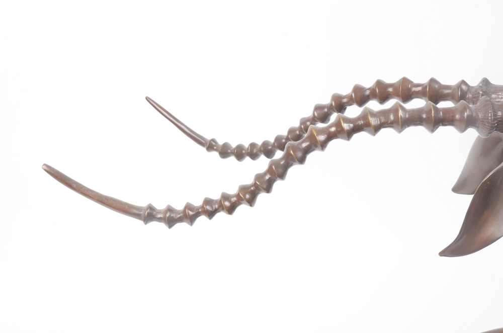 Bronze Tone Metal Gazelle Sculpture