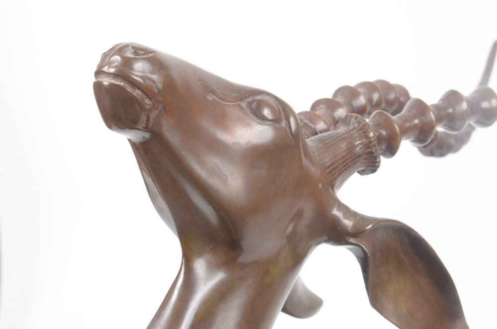 Bronze Tone Metal Gazelle Sculpture