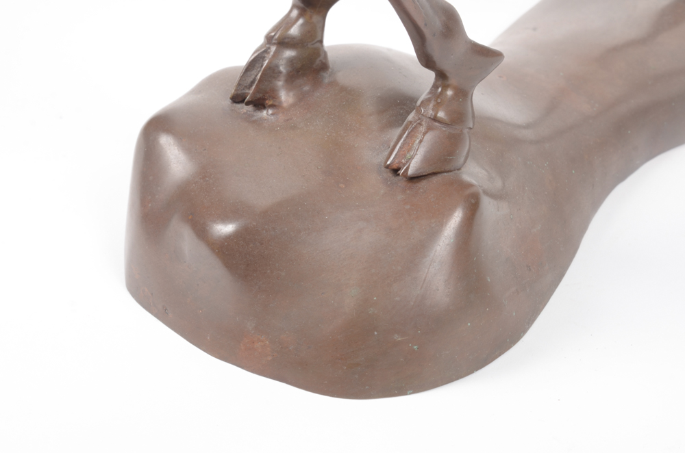 Bronze Tone Metal Gazelle Sculpture