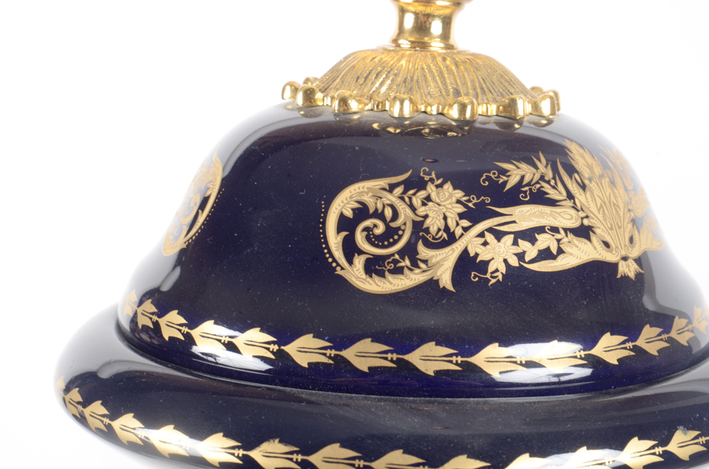 Contemporary Sevres Style Porcelain Urn With Gold-Tone Mounts