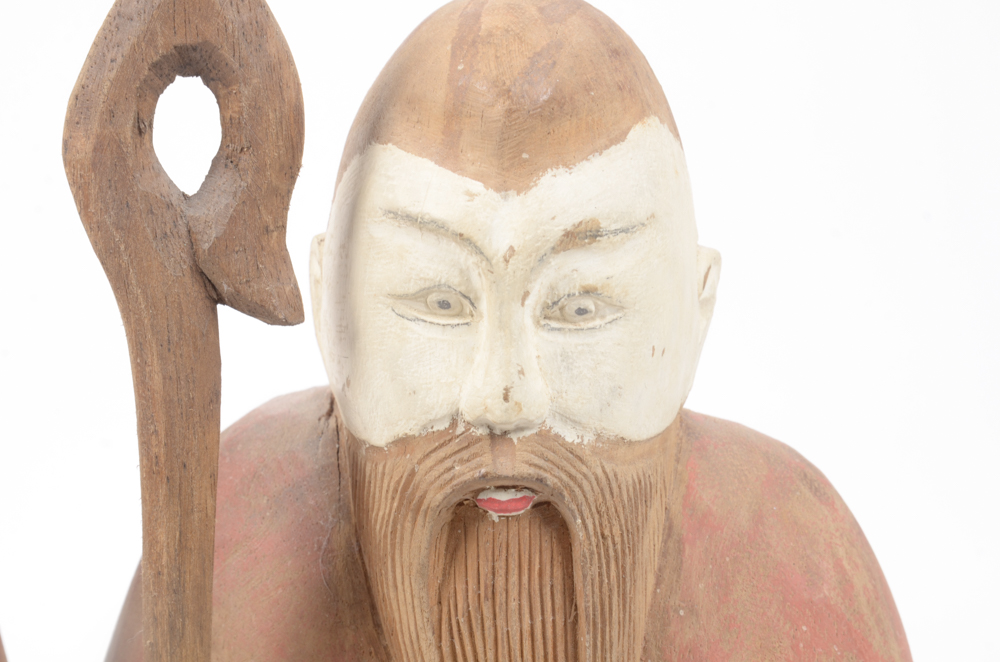 Pair of Vintage Chinese Carved Wood Figures