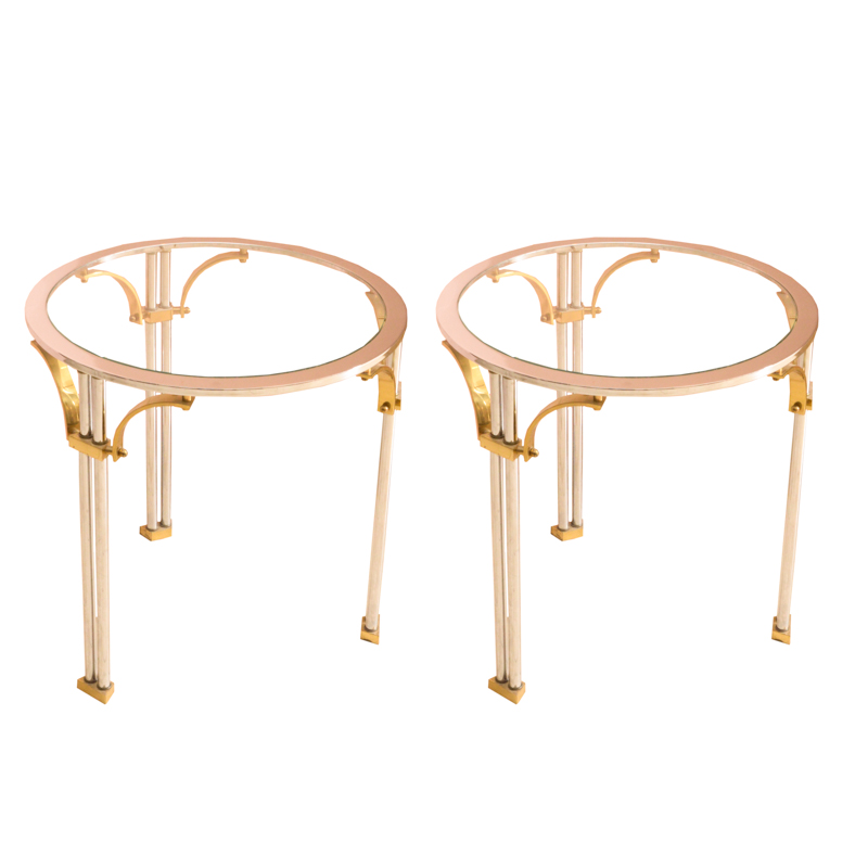 Pair of 1980s Art Deco Revival Glass Side Tables