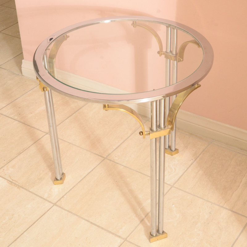 Pair of 1980s Art Deco Revival Glass Side Tables