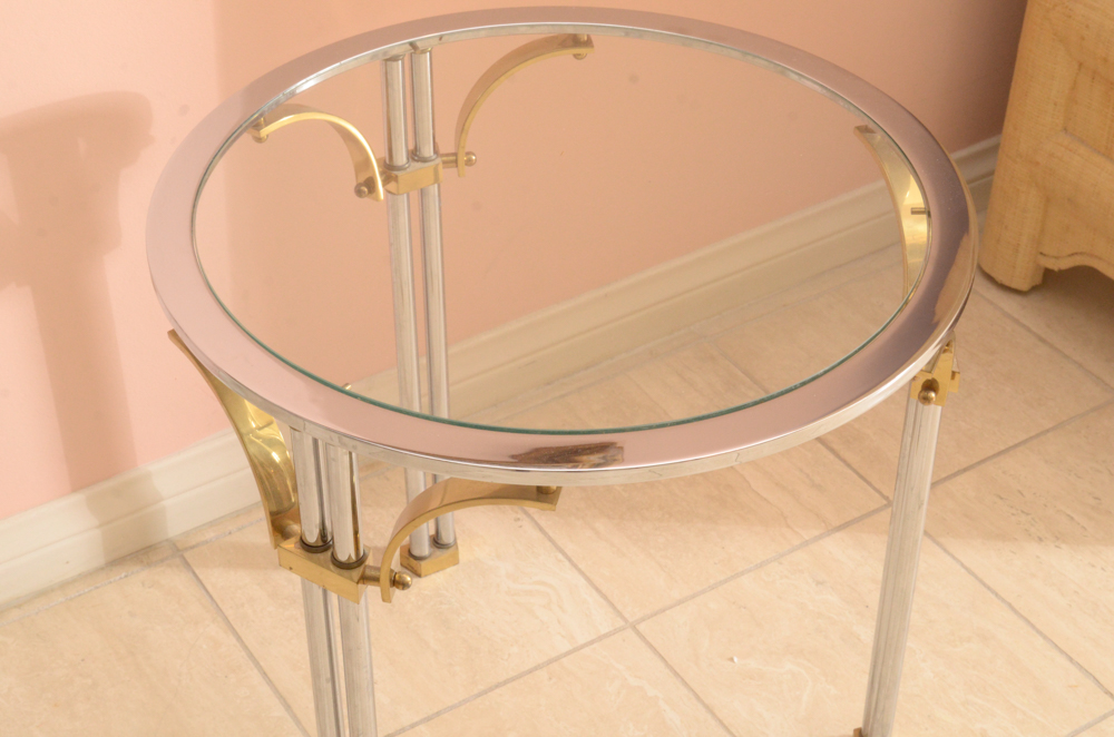 Pair of 1980s Art Deco Revival Glass Side Tables