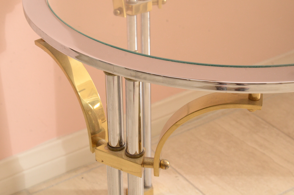 Pair of 1980s Art Deco Revival Glass Side Tables