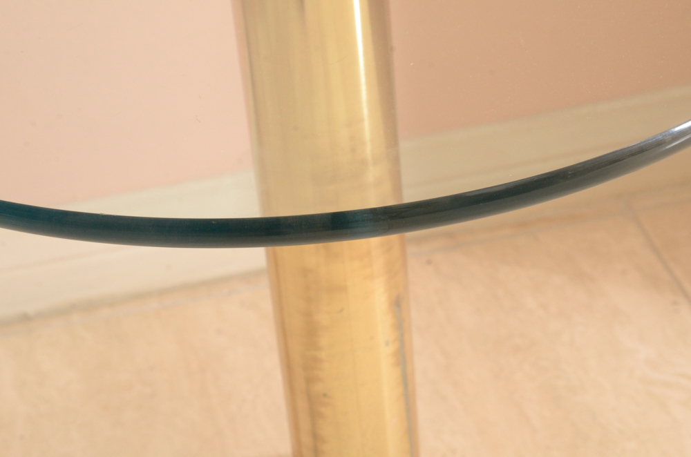 Glass Top and Limestone Base Side Table