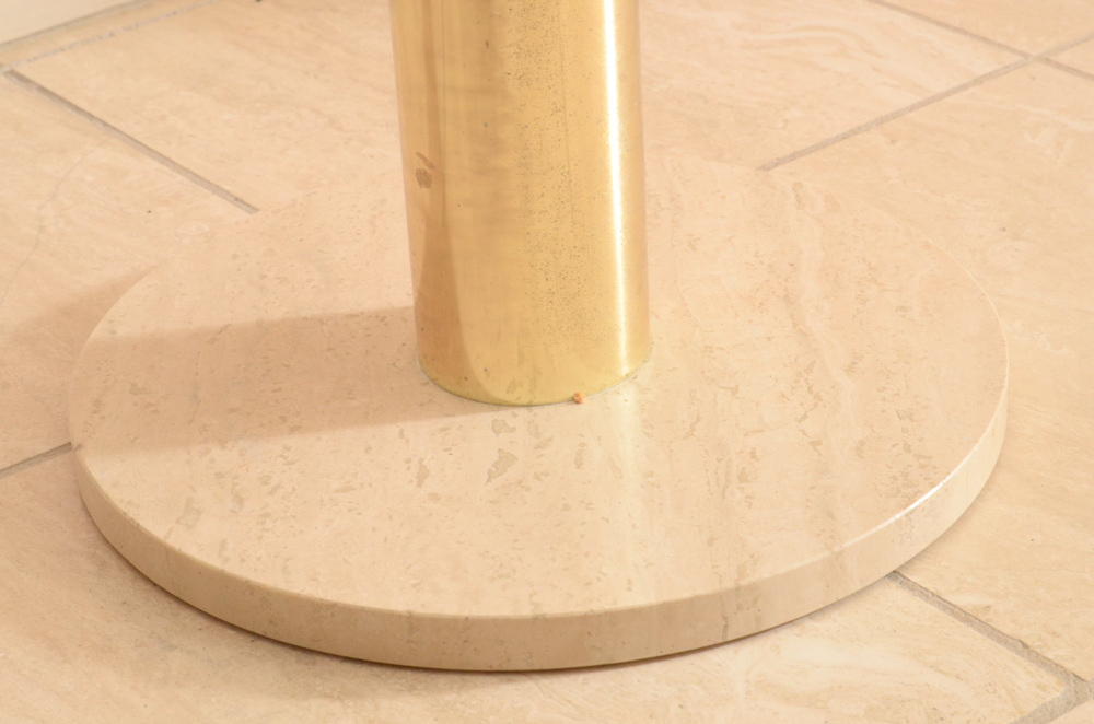 Glass Top and Limestone Base Side Table