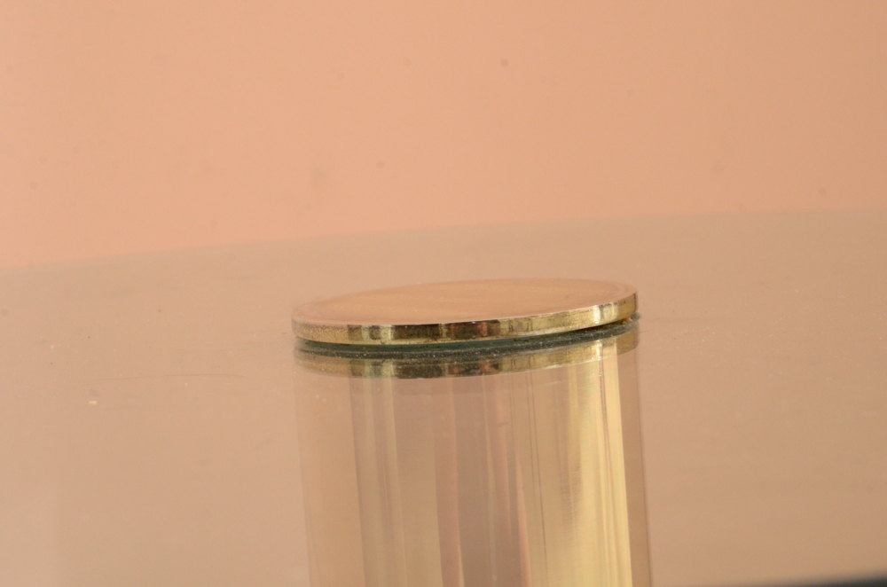 Glass Top and Limestone Base Side Table