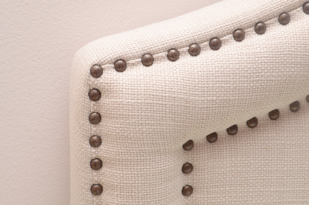 King Size Upholstered Headboard with Nailhead Trim