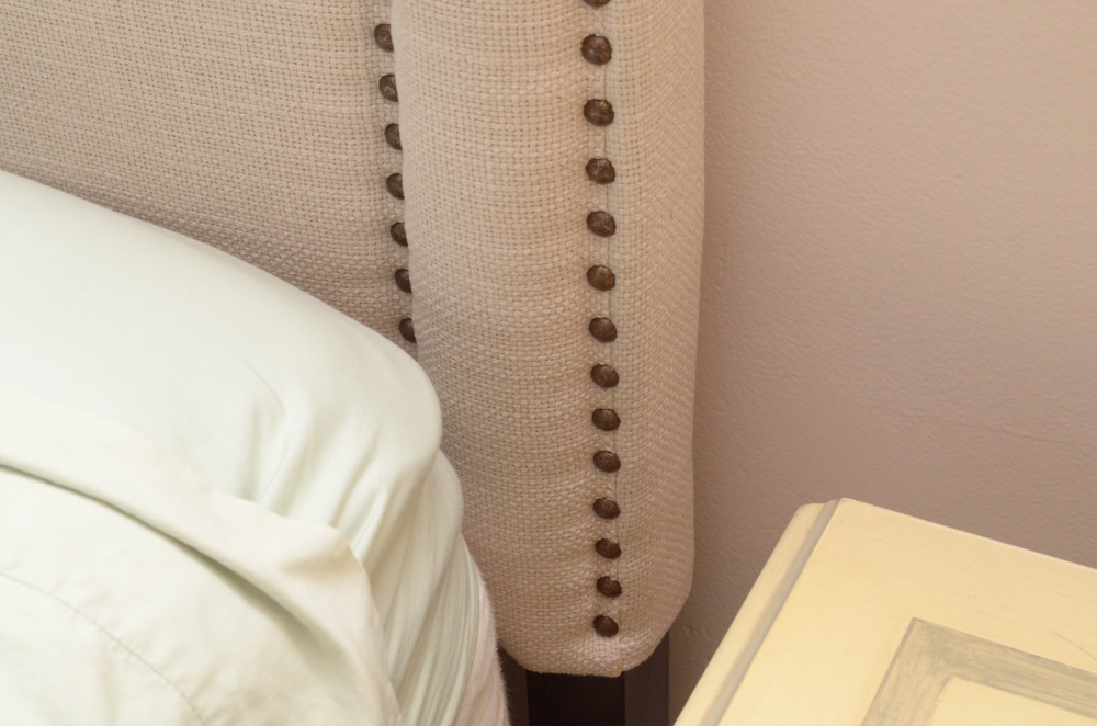 King Size Upholstered Headboard with Nailhead Trim