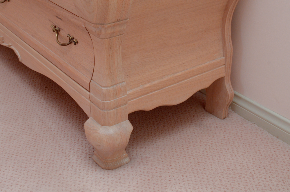 Oak Bombe Vanity Dresser With Mirror