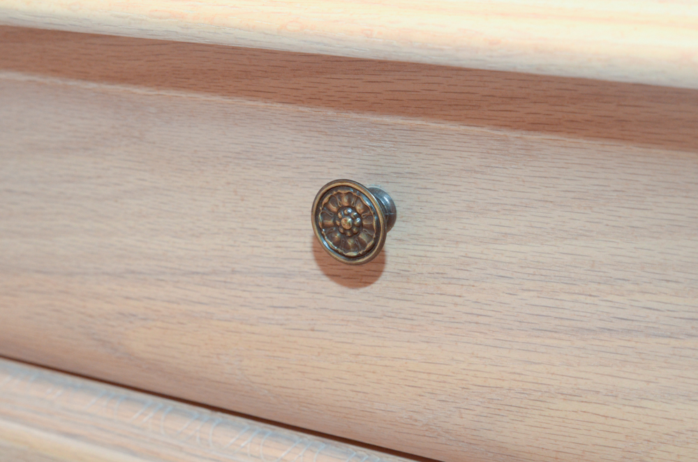 Oak Bombe Vanity Dresser With Mirror