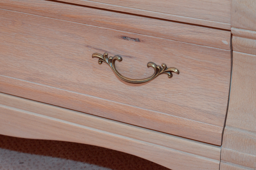 Oak Bombe Vanity Dresser With Mirror