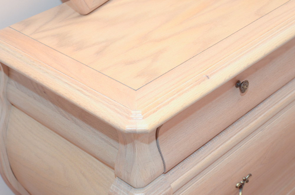 Oak Bombe Vanity Dresser With Mirror