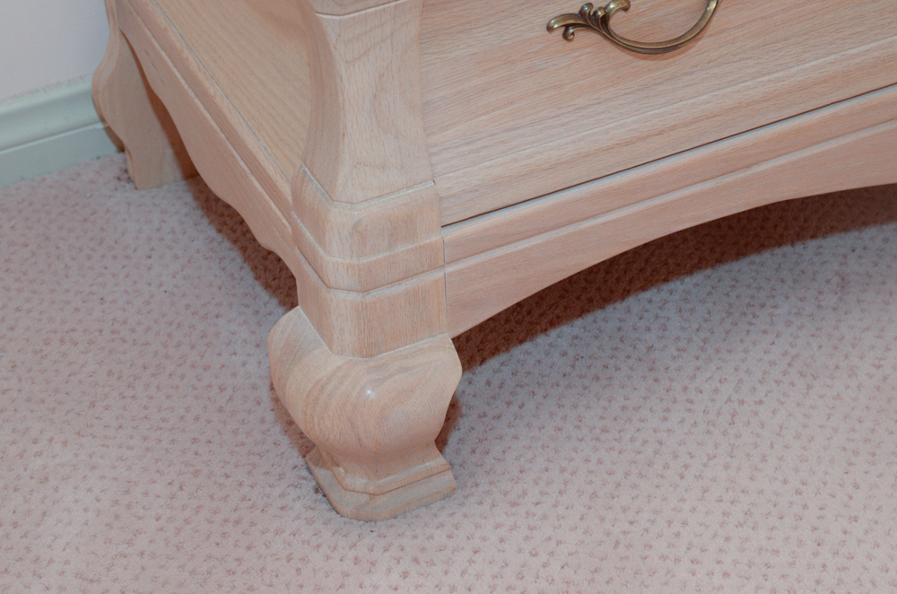 Oak Bombe Vanity Dresser With Mirror