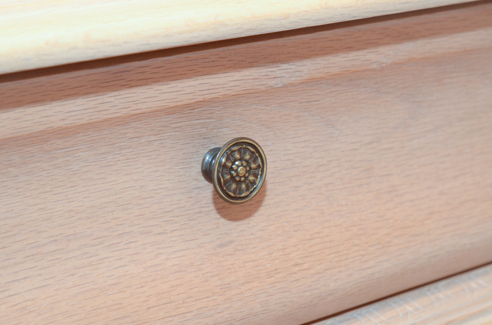 Oak Bombe Vanity Dresser With Mirror