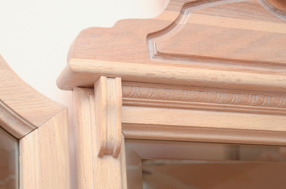 Oak Bombe Vanity Dresser With Mirror