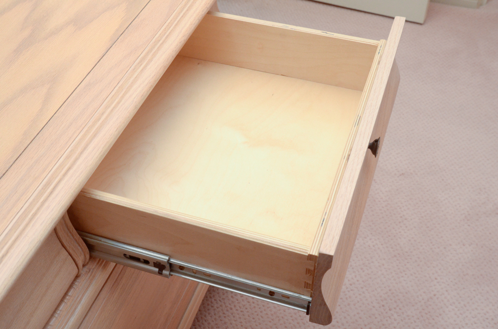 Oak Bombe Vanity Dresser With Mirror