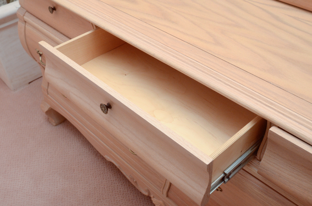 Oak Bombe Vanity Dresser With Mirror