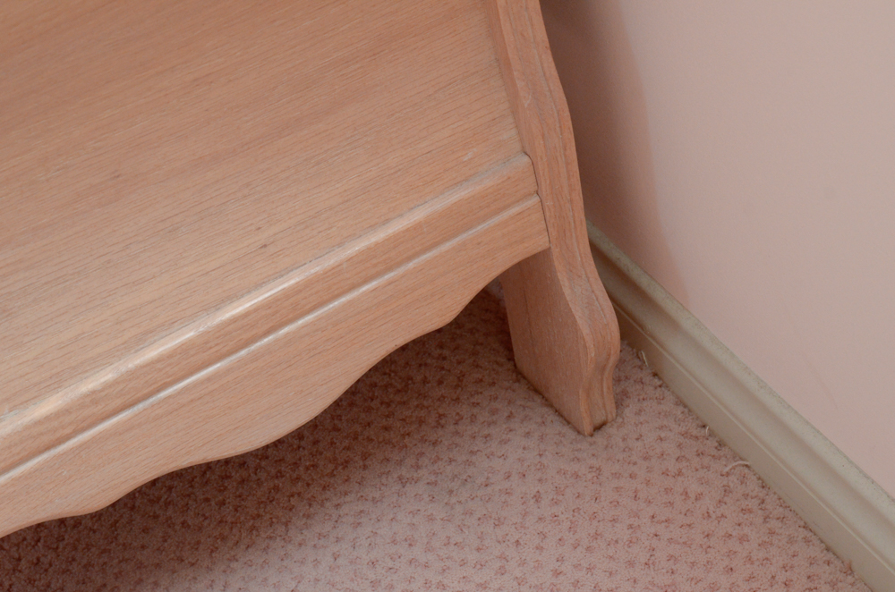 Oak Bombe Vanity Dresser With Mirror