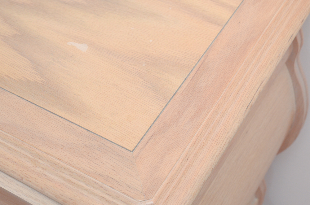 Oak Bombe Vanity Dresser With Mirror