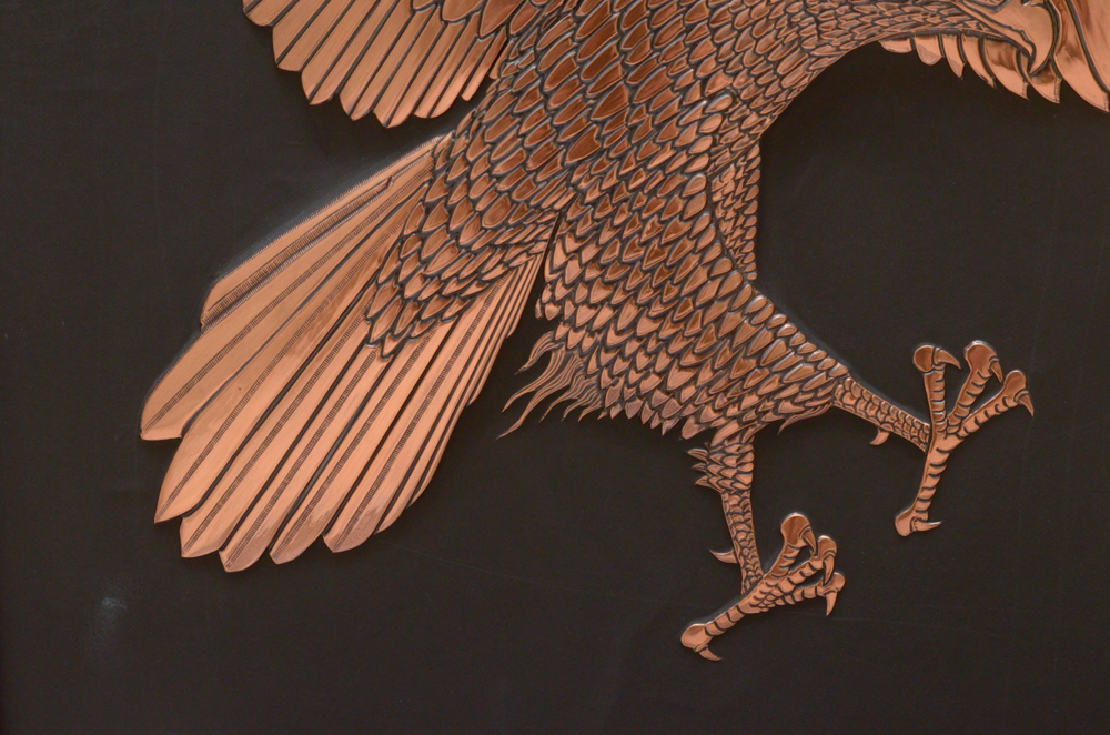 Chinese Textured Copper Tone Eagle Print