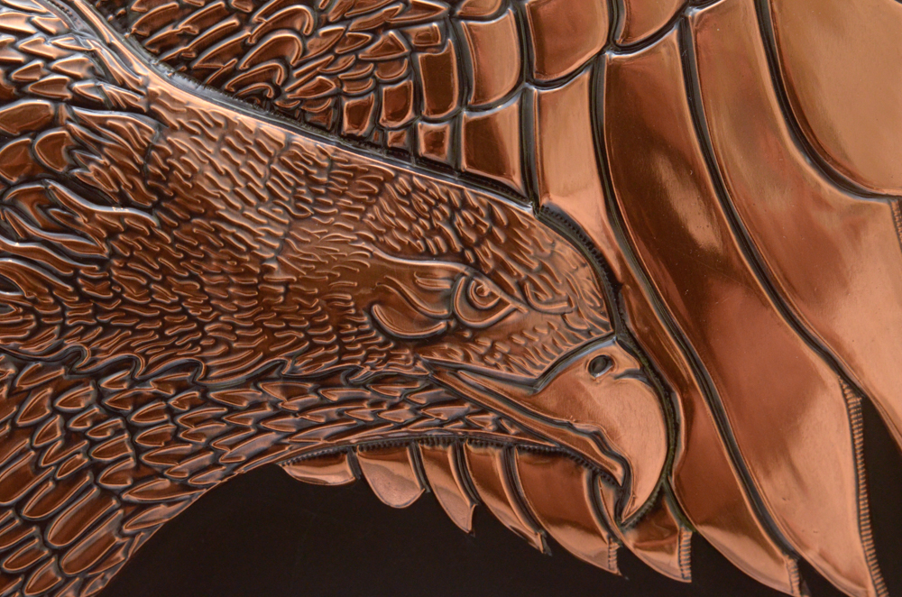 Chinese Textured Copper Tone Eagle Print