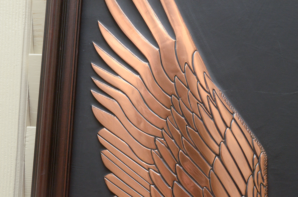 Chinese Textured Copper Tone Eagle Print