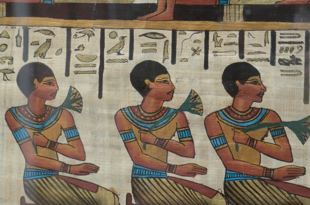 Egyptian Style Gouache on Papyrus Painting
