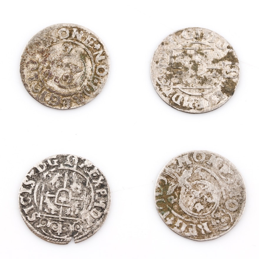 Group of 4 Hand Hammered Medieval Polish Silver Coins