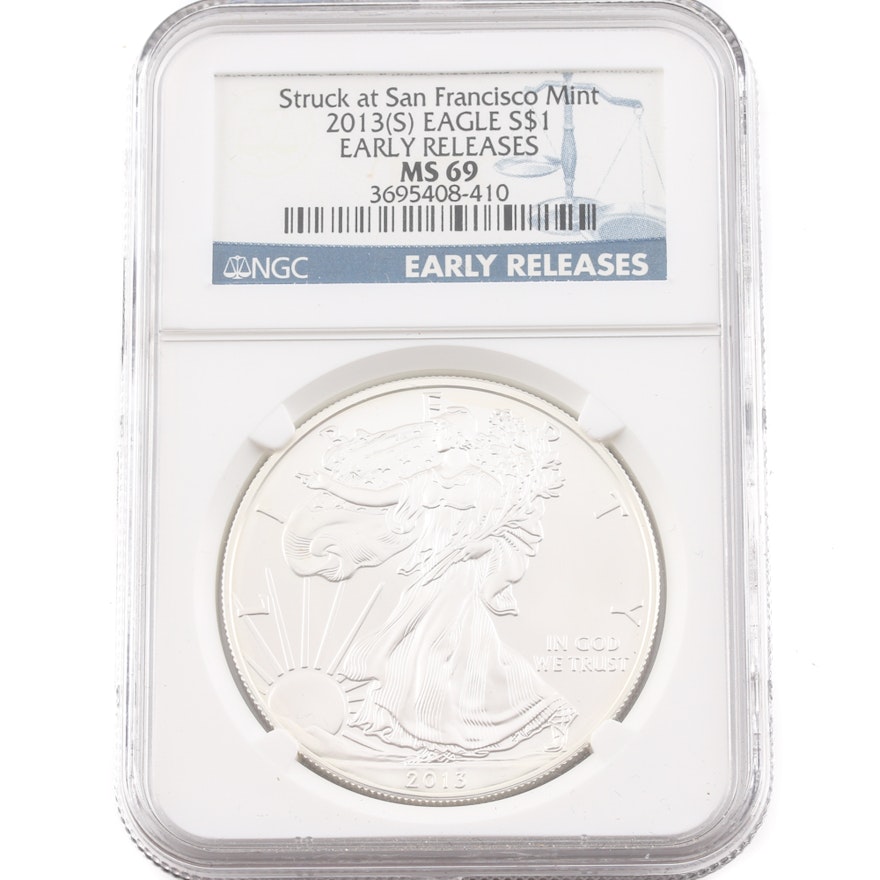 Graded MS 69 (by NGC) 2013-S Early Release Silver Eagle