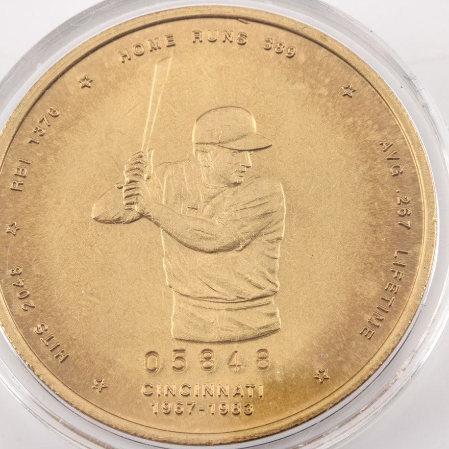 1989 Johnny Bench Gold Plated Bronze Medallion