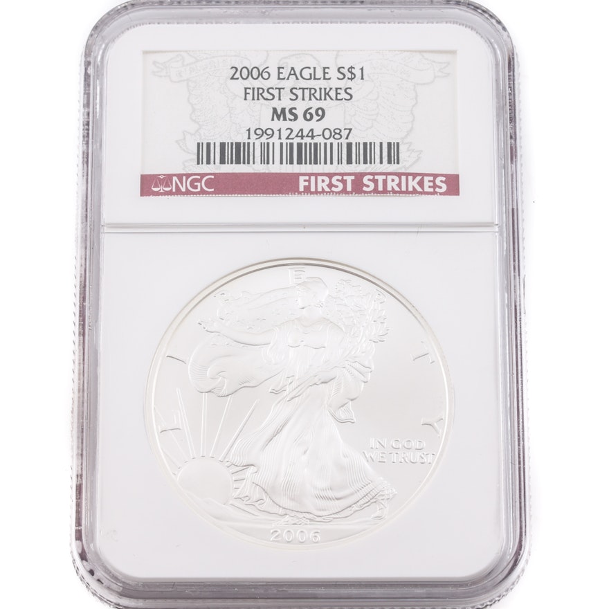 Graded MS 69 (by NGC) 2006 First Strike Silver Eagle Dollar