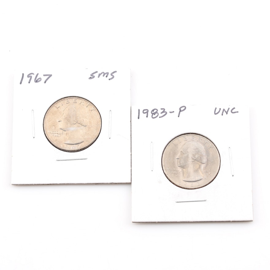 1967 Special Mint Set and Uncirculated 1983 Washington Quarters